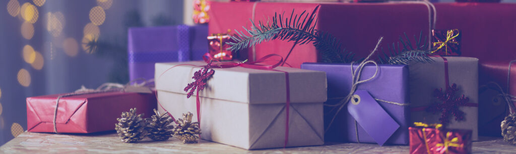 Image of several wrapped gift boxes.
