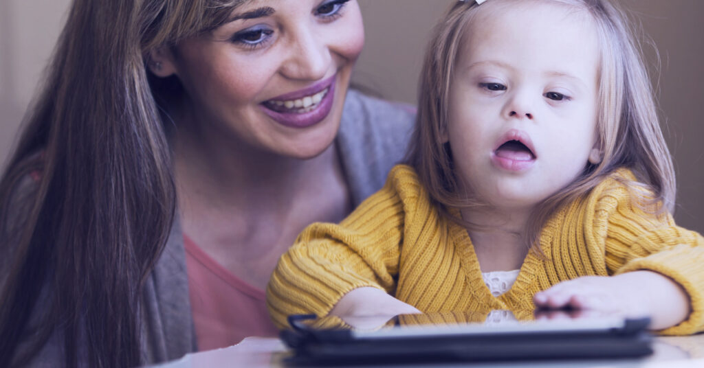 Image: Occupational Therapist caring for special needs child.