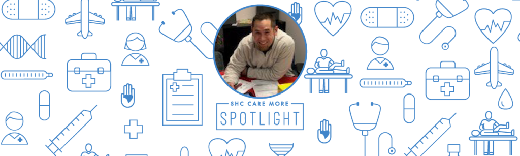 Banner: Care More Spotlight of Brandon as a Speech Language Pathologist