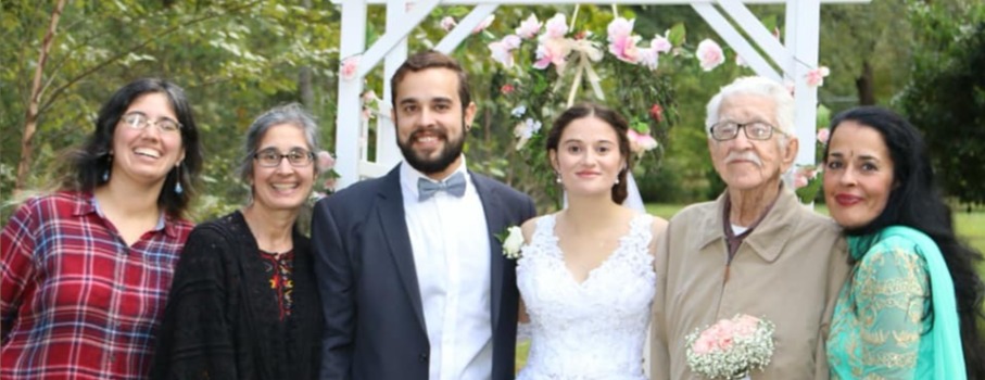 Image: Marriage reception photo of Corey and his wife