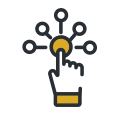 iconn of hand pressing button