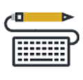icon of keyboard connected to pencil