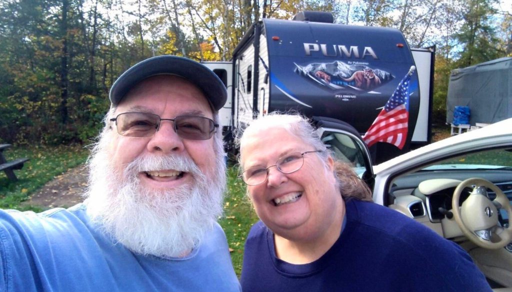 A personal selfie of home health travel nurse, Linda with her husband
