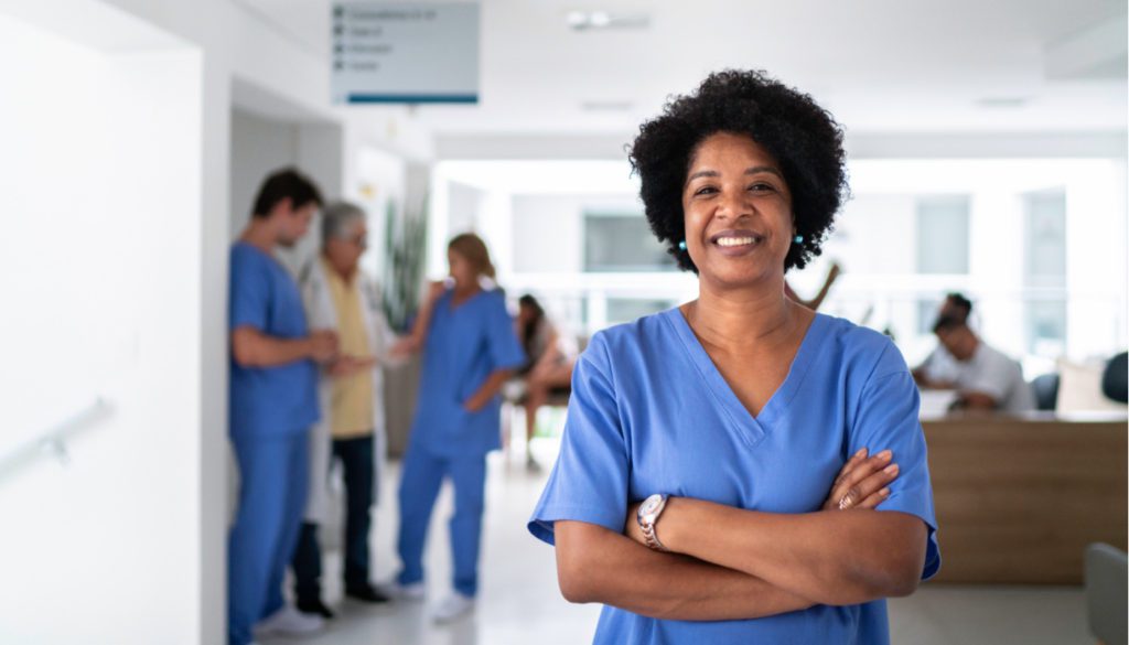 photo of a black nurse in support of the Black Nurses Association