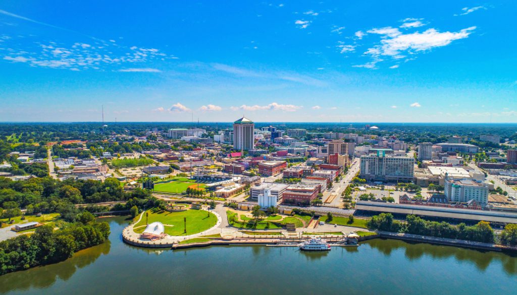 The image is a skyline of Alabama