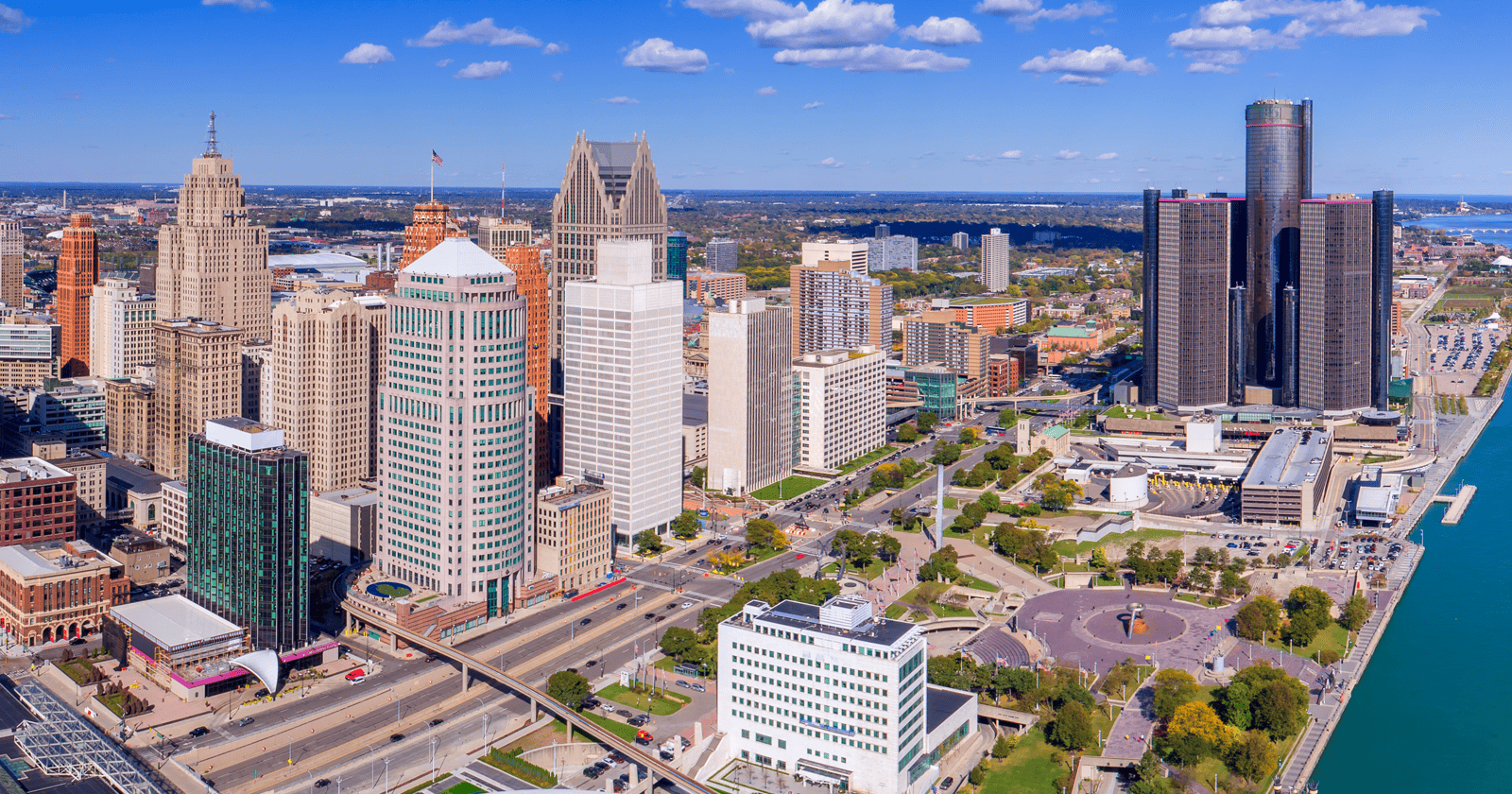 The skyline of detroit, michigan.